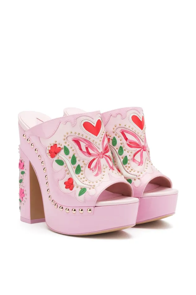 LoveShackFancy Shoes Womens LoveShackFancy X Sophia Webster Shelby Platform Mule BLOSSOM PINK