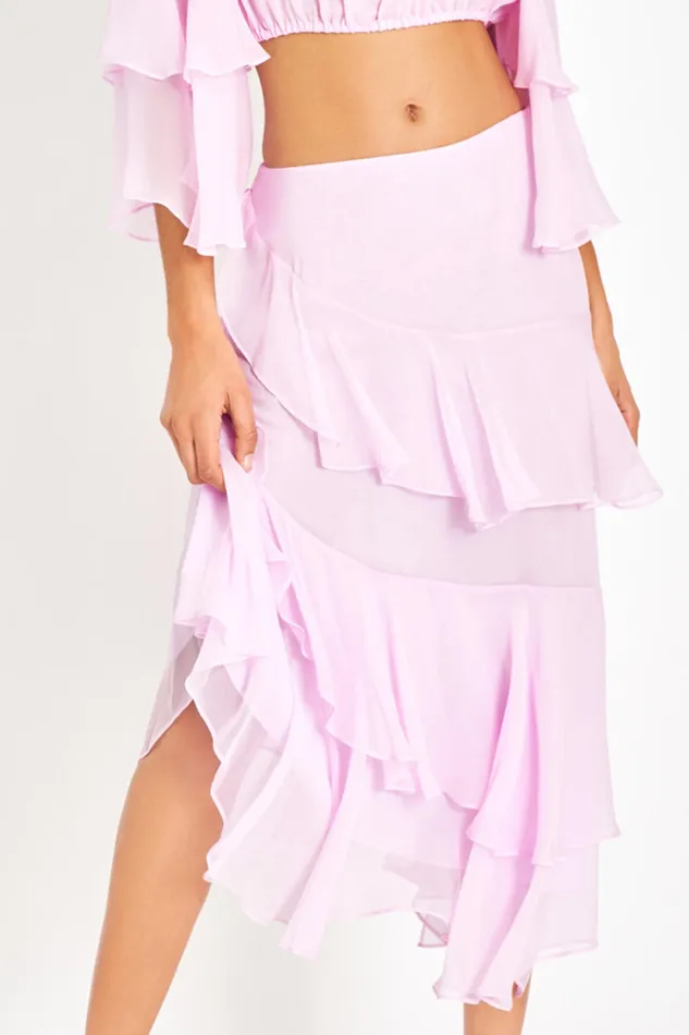 LoveShackFancy Skirts Womens Dasher Silk Midi Skirt SOFT IRIS