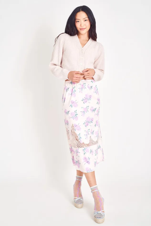 LoveShackFancy Skirts Womens Fayette Midi Skirt MAUVE ROSE