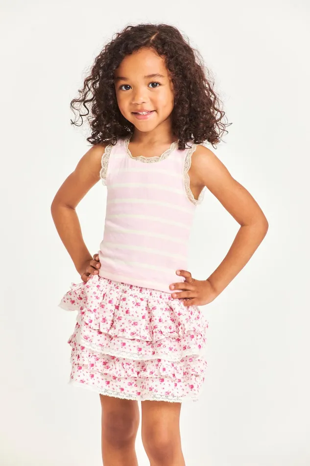 LoveShackFancy Tops Kids Girls Destry Tank BERRIES AND CREAM