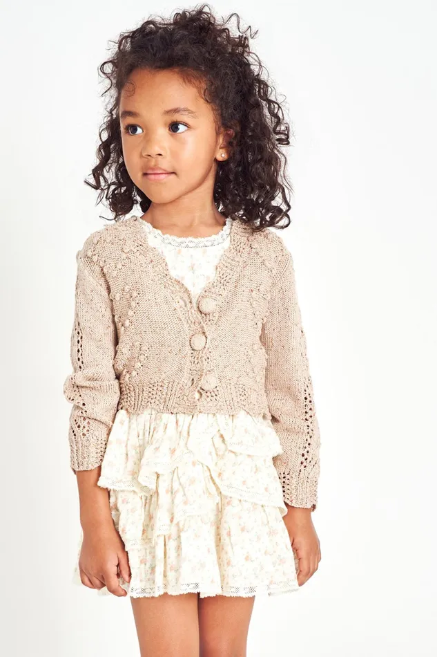 LoveShackFancy Tops Kids Girls Lovella Cardigan OAT SPARKLE