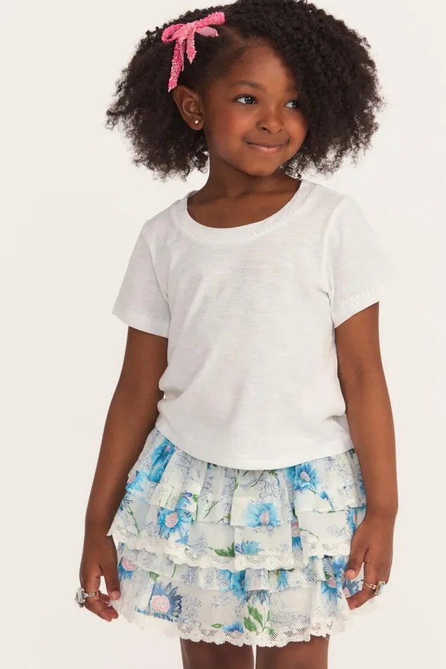 LoveShackFancy Tops Kids Girls Mini Calix Tee WHITE