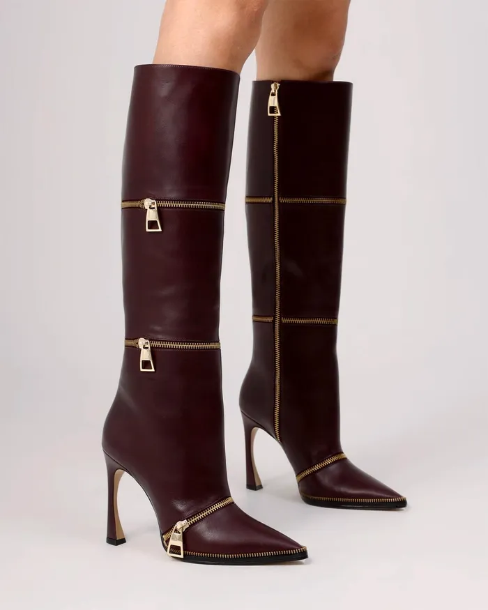 Luxury Boots 8211 Zoe 85 Boot 8211 Alexandre Birman Boots 8211 Designer Boots Dark Plum Women Alexandre Birman Boots