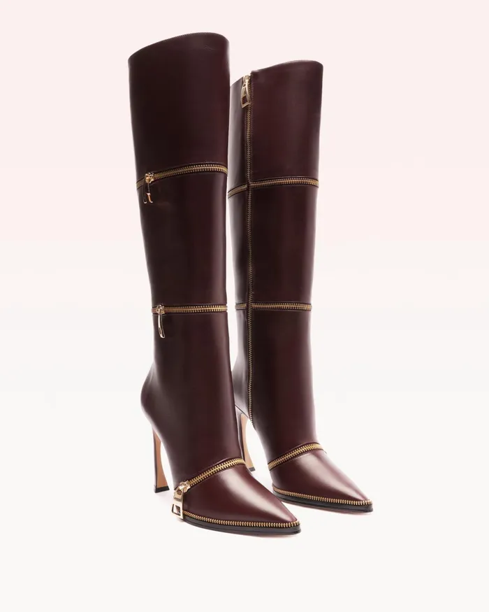 Luxury Boots 8211 Zoe 85 Boot 8211 Alexandre Birman Boots 8211 Designer Boots Dark Plum Women Alexandre Birman Boots