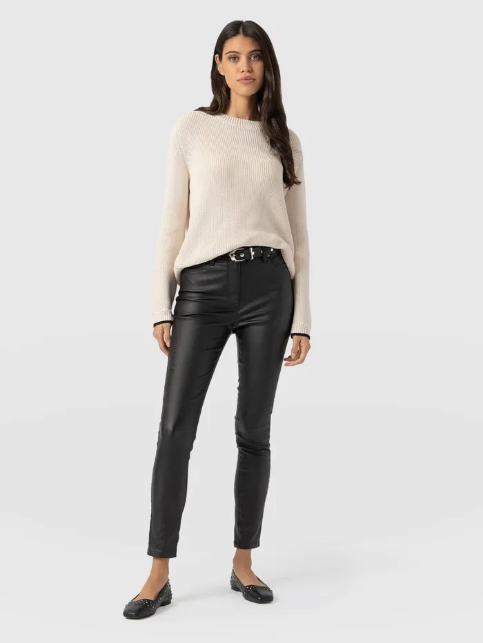 Maeva Skinny Pant 8211 Black Coated Black Coated Women Saint And Sofia Pants