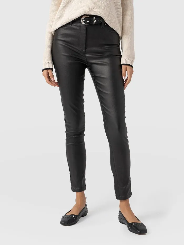 Maeva Skinny Pant 8211 Black Coated Black Coated Women Saint And Sofia Pants