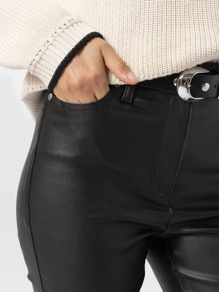 Maeva Skinny Pant 8211 Black Coated Black Coated Women Saint And Sofia Pants