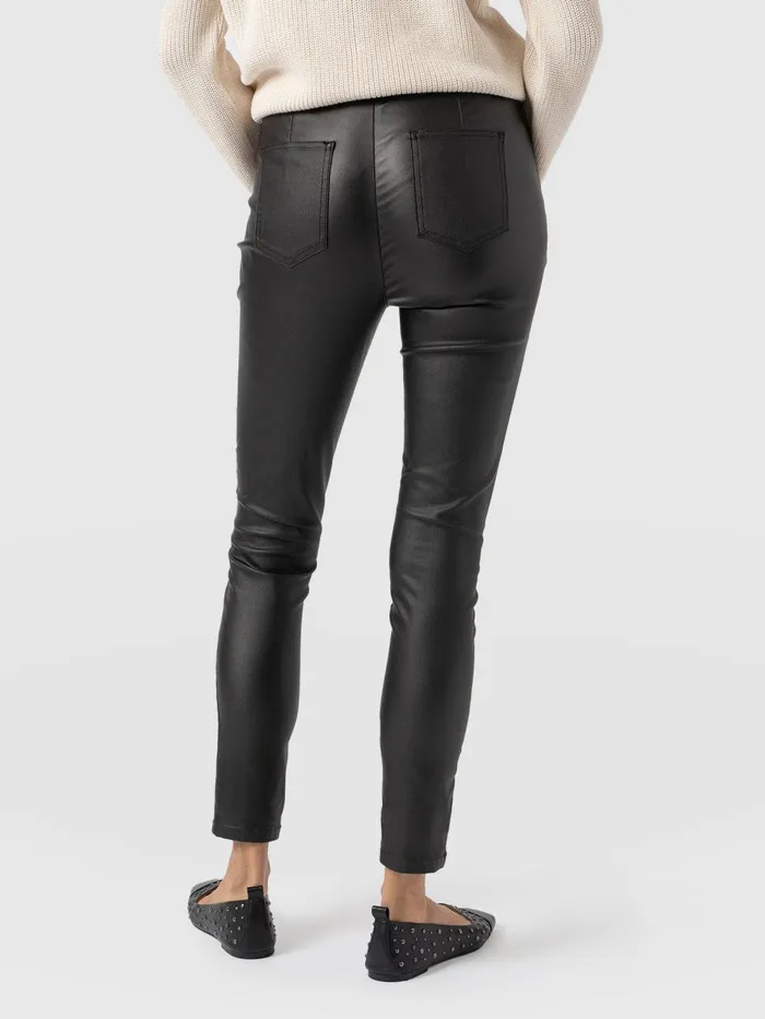 Maeva Skinny Pant 8211 Black Coated Black Coated Women Saint And Sofia Pants
