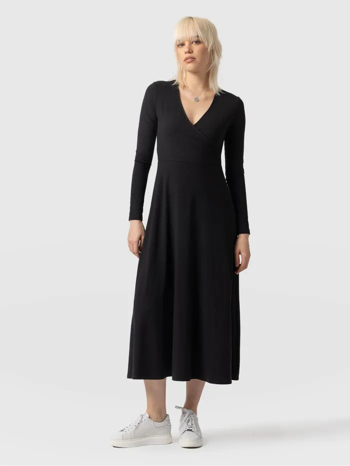 Maggie Wrap Midi Dress 8211 Black Black Women Saint And Sofia Dresses