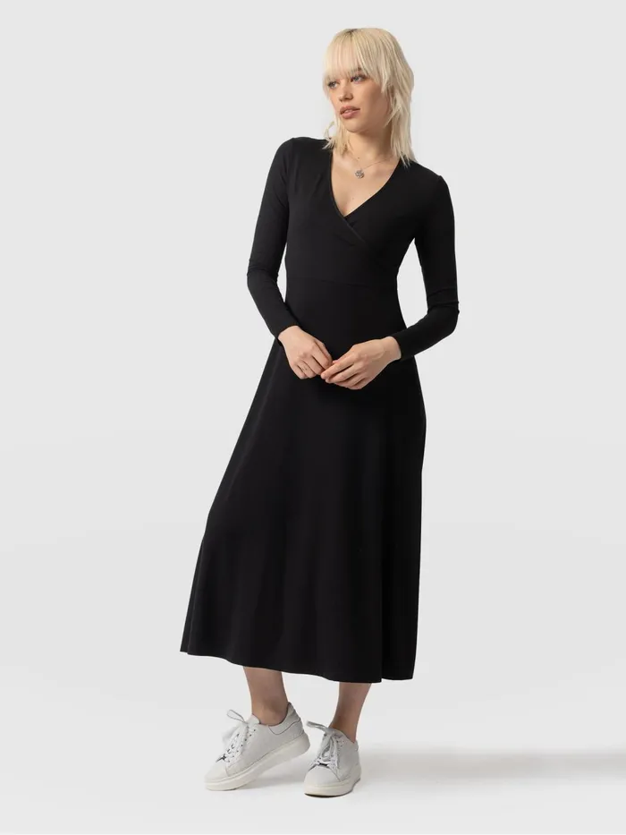 Maggie Wrap Midi Dress 8211 Black Black Women Saint And Sofia Dresses
