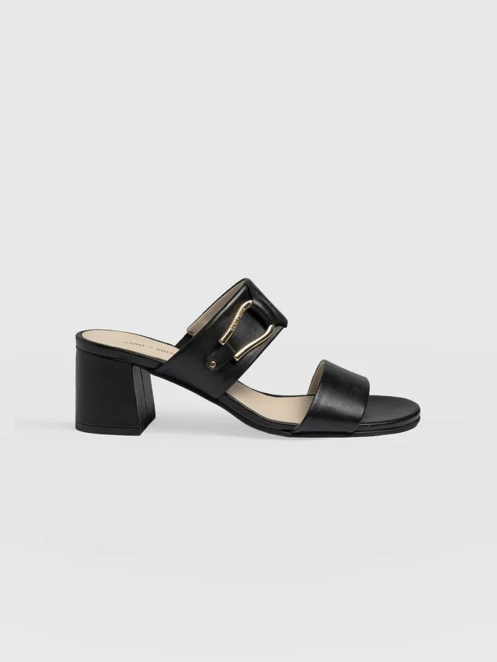 Maida Block Heeled Mules 8211 Black Black Women Saint And Sofia Leather