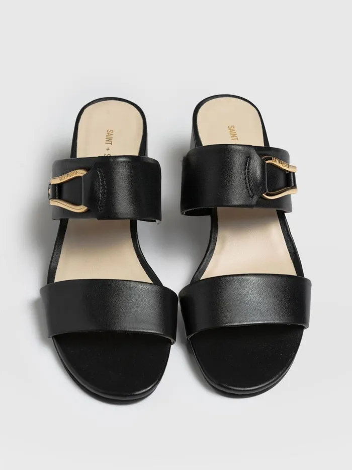 Maida Block Heeled Mules 8211 Black Black Women Saint And Sofia Leather
