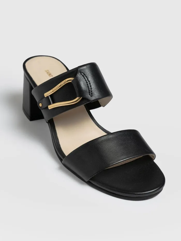Maida Block Heeled Mules 8211 Black Black Women Saint And Sofia Leather