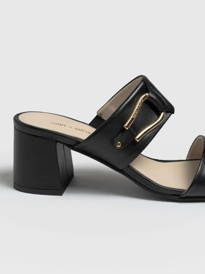Maida Block Heeled Mules 8211 Black Black Women Saint And Sofia Leather
