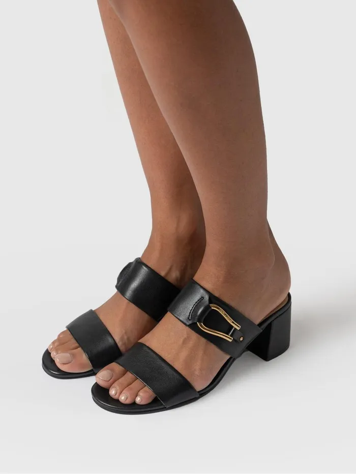 Maida Block Heeled Mules 8211 Black Black Women Saint And Sofia Leather