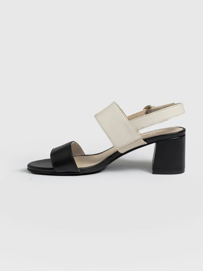 Maida Block Heeled Sandal 8211 Cream and Black Cream and Black Women Saint And Sofia All Sandals