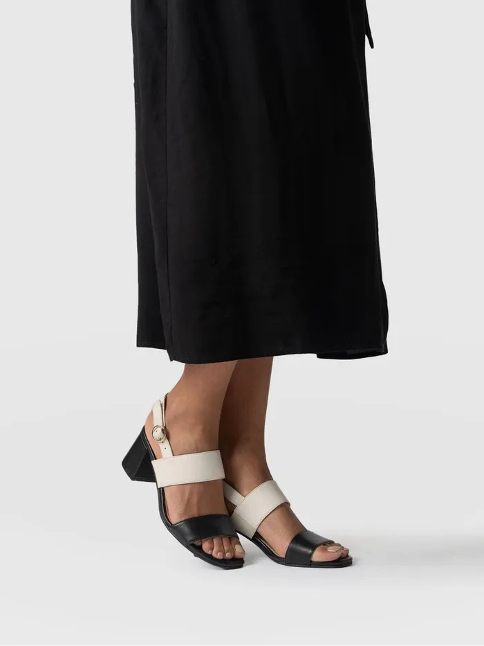Maida Block Heeled Sandal 8211 Cream and Black Cream and Black Women Saint And Sofia All Sandals