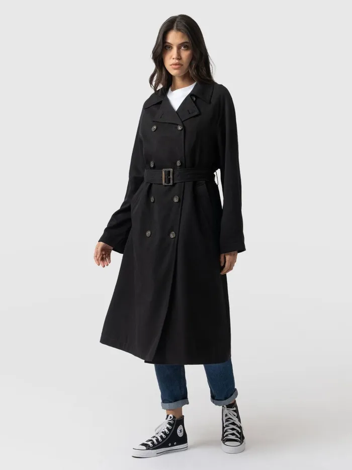 Marion Double Breasted Trench 8211 Black Black Women Saint And Sofia Coats and Jackets Marion Double Breasted Trench 8211 Black Black Women Saint And Sofia Coats and Jackets