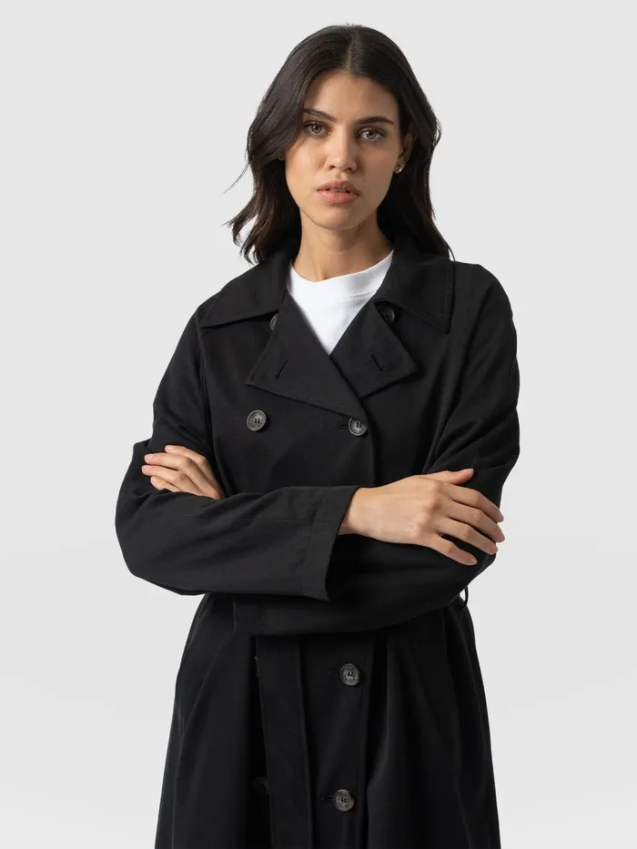 Marion Double Breasted Trench 8211 Black Black Women Saint And Sofia Coats and Jackets