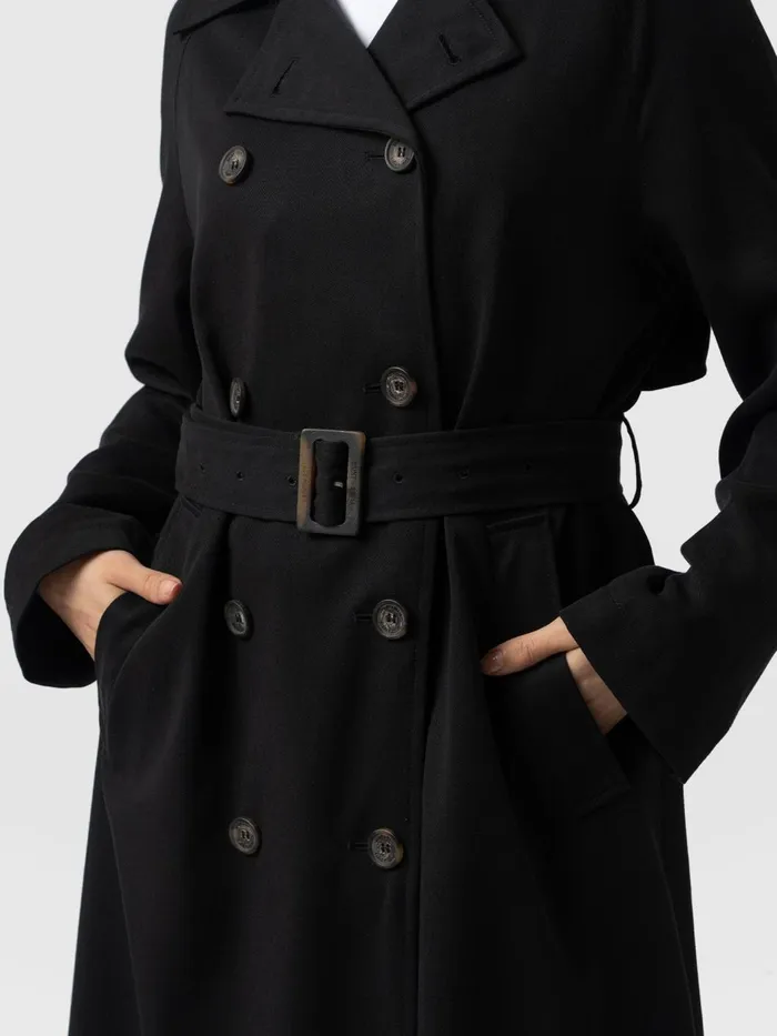Marion Double Breasted Trench 8211 Black Black Women Saint And Sofia Coats and Jackets