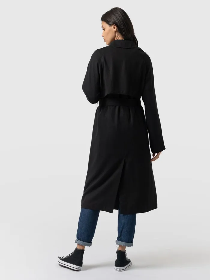 Marion Double Breasted Trench 8211 Black Black Women Saint And Sofia Coats and Jackets