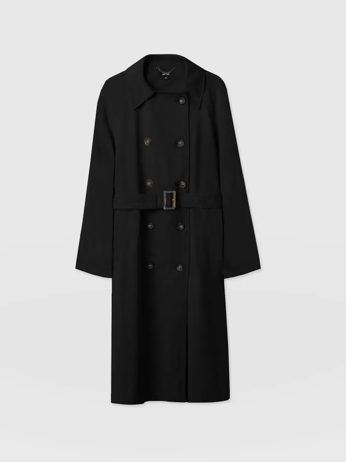 Marion Double Breasted Trench 8211 Black Black Women Saint And Sofia Coats and Jackets
