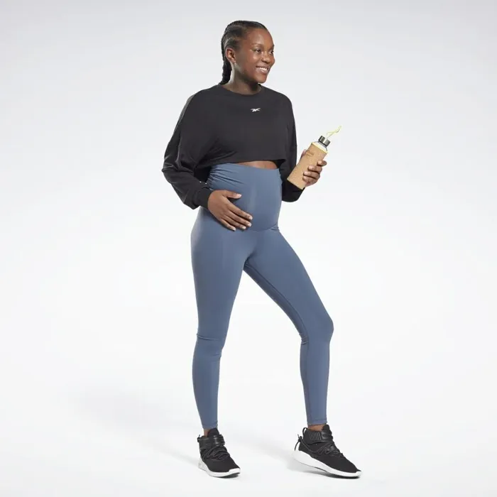 Maternity Womens Reebok Studio Maternity Cropped Long Sleeve Top Black