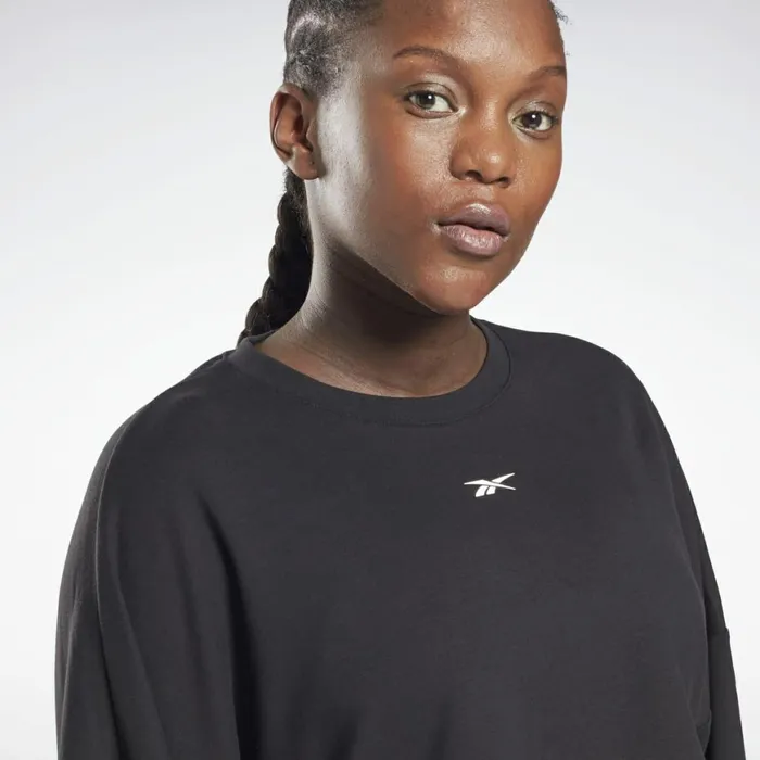 Maternity Womens Reebok Studio Maternity Cropped Long Sleeve Top Black