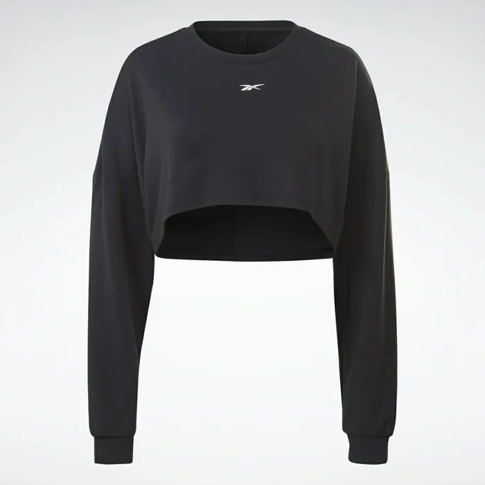 Maternity Womens Reebok Studio Maternity Cropped Long Sleeve Top Black