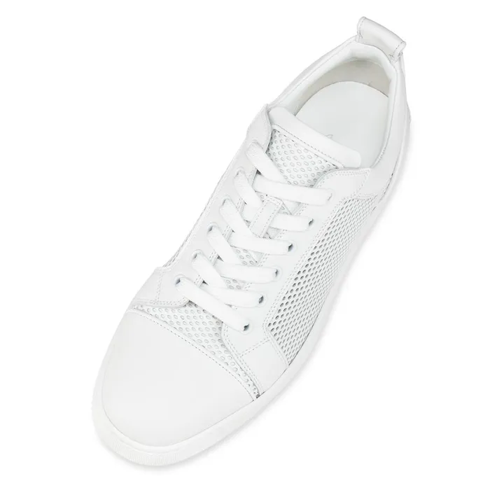 Men AC Louis Junior Sneakers 8211 Perforated Calf Leatherf Sport And Nappa Leather 8211 White White Christian Louboutin Low Top Sneakers