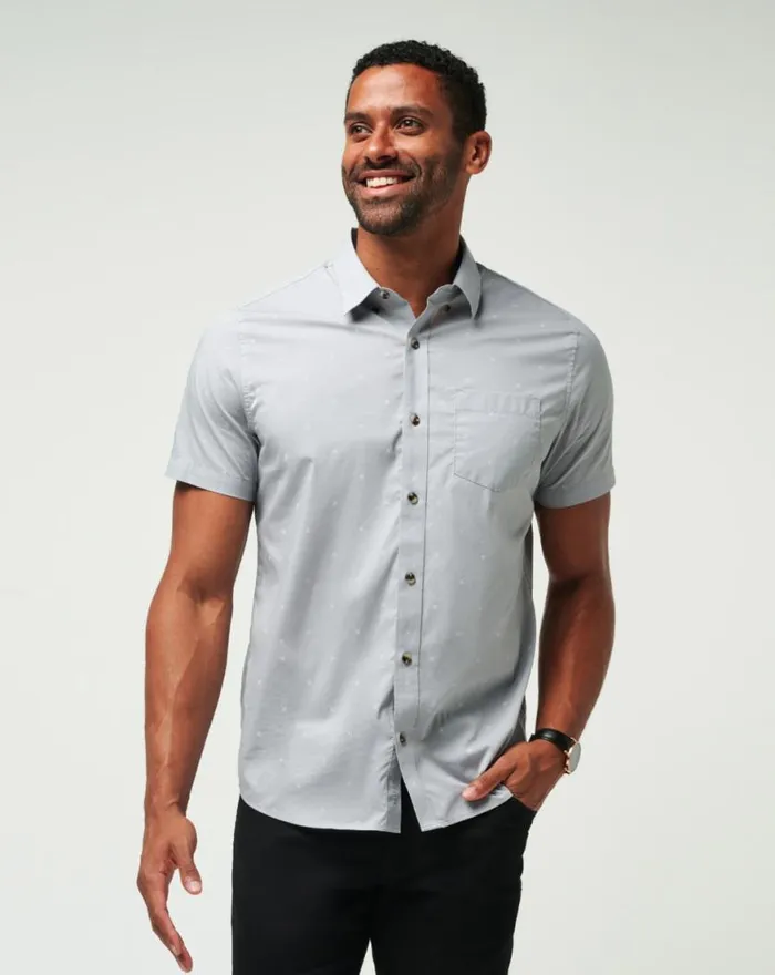 Men ACROSS THE POND BUTTONUP Heather Sleet TravisMathew ButtonUps