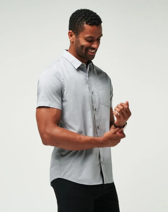 Men ACROSS THE POND BUTTONUP Heather Sleet TravisMathew ButtonUps