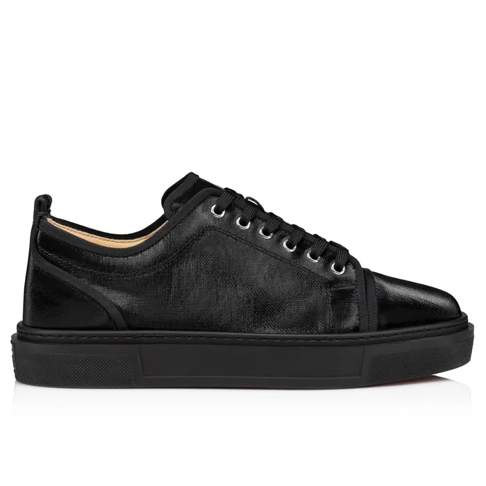 Men Adolon Junior Sneakers 8211 Coated Canva 8211 Black Black Christian Louboutin Low Top Sneakers