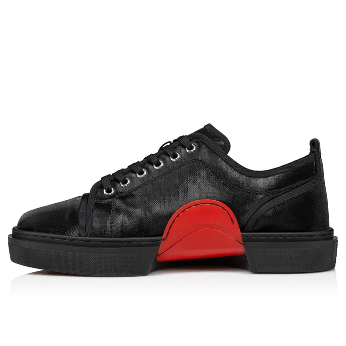 Men Adolon Junior Sneakers 8211 Coated Canva 8211 Black Black Christian Louboutin Low Top Sneakers
