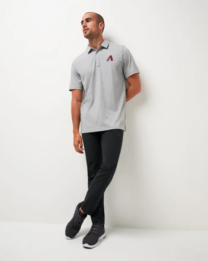 Men ARIZONA DIAMONDBACKS THE ZINNA POLO Heather Grey TravisMathew Polos