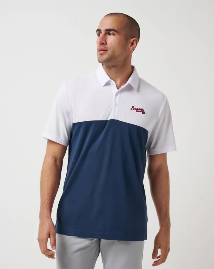 Men ATLANTA BRAVES HOME RUN LEADER POLO Whitenavy TravisMathew Polos