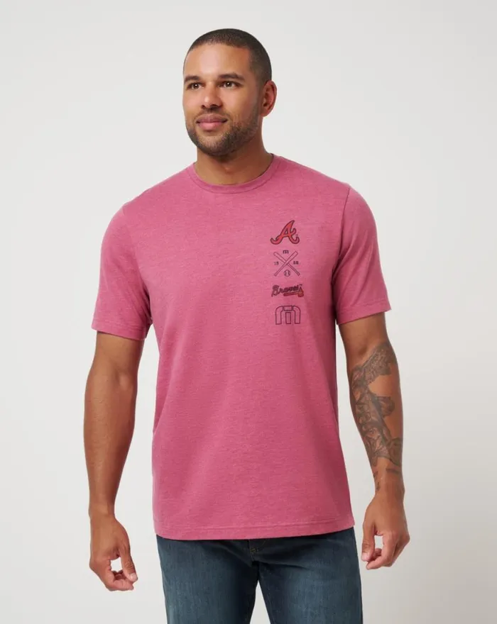 Men ATLANTA BRAVES SUNSET SLAM 20 TEE Heather Red TravisMathew Tees