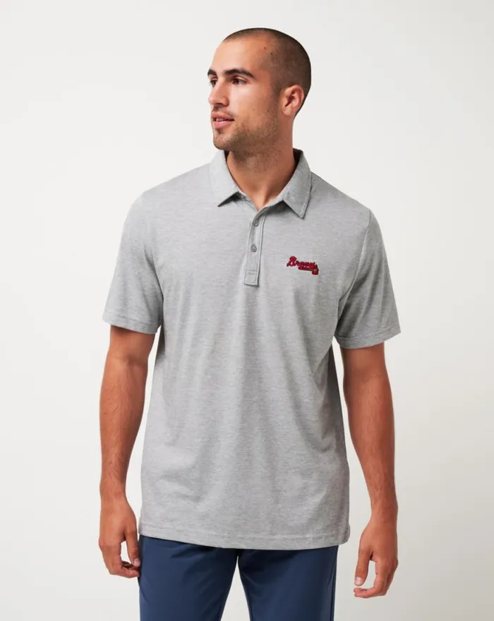 Men ATLANTA BRAVES THE ZINNA POLO Heather Grey TravisMathew Polos