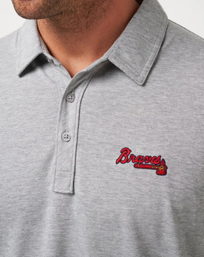 Men ATLANTA BRAVES THE ZINNA POLO Heather Grey TravisMathew Polos