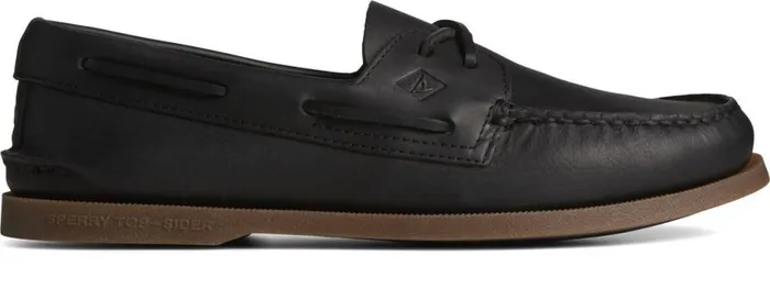 Men Authentic Original Cross Lace Boat Shoe Black Sperry Boat Shoes