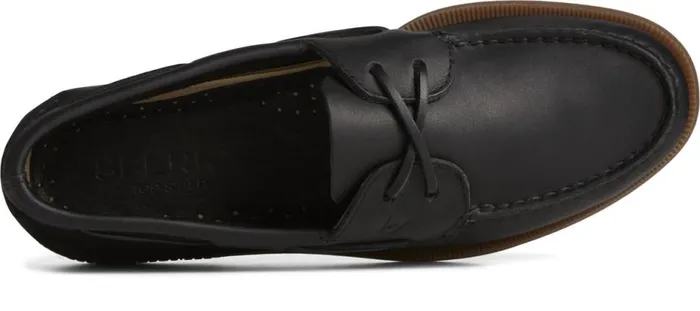 Men Authentic Original Cross Lace Boat Shoe Black Sperry Boat Shoes