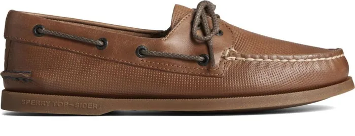 Men Authentic Original Deboss Leather Boat Shoe Tan Sperry Boat Shoes