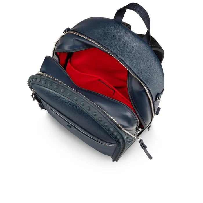 Men Backparis Backpack 8211 Grained Calf Leather And Fabric 8211 Marine Blue Christian Louboutin Backpacks