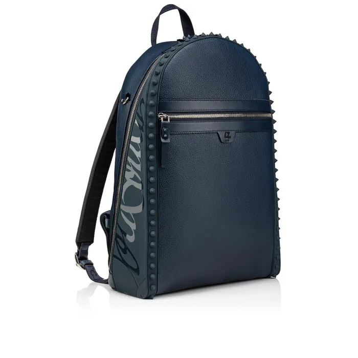Men Backparis Backpack 8211 Grained Calf Leather And Fabric 8211 Marine Blue Christian Louboutin Backpacks