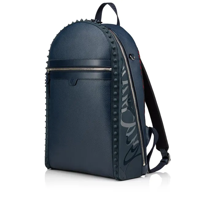 Men Backparis Backpack 8211 Grained Calf Leather And Fabric 8211 Marine Blue Christian Louboutin Backpacks