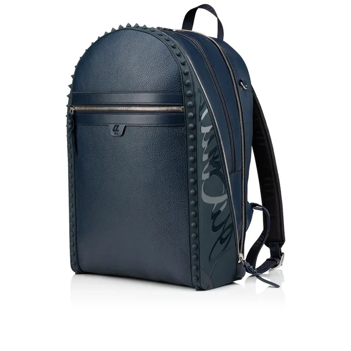 Men Backparis Backpack 8211 Grained Calf Leather And Fabric 8211 Marine Blue Christian Louboutin Backpacks