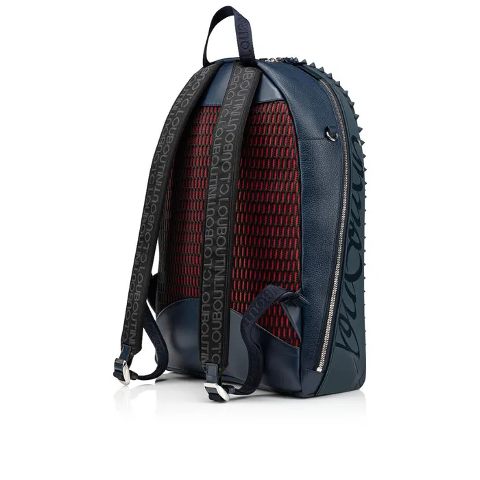 Men Backparis Backpack 8211 Grained Calf Leather And Fabric 8211 Marine Blue Christian Louboutin Backpacks