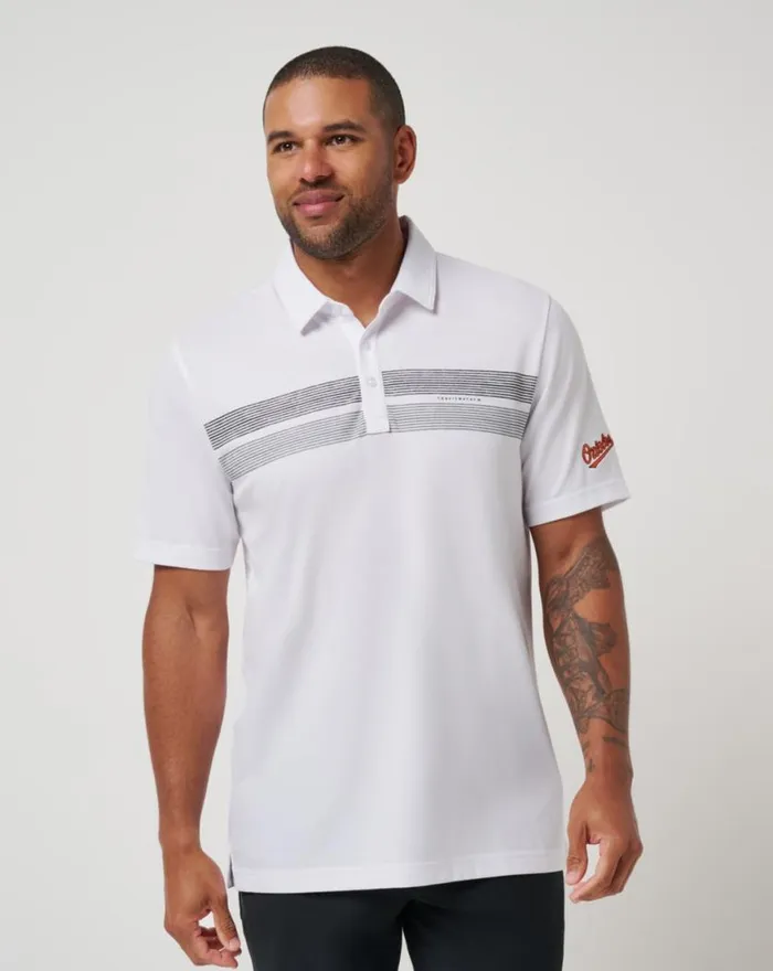 Men BALTIMORE ORIOLES TOP RECRUIT POLO White TravisMathew Polos
