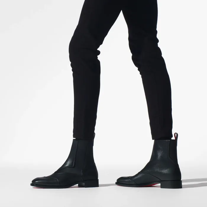 Men Boabi Chelsea Boots 8211 Calf Leather Petit Grain 8211 Black Black Christian Louboutin Ankle Boots