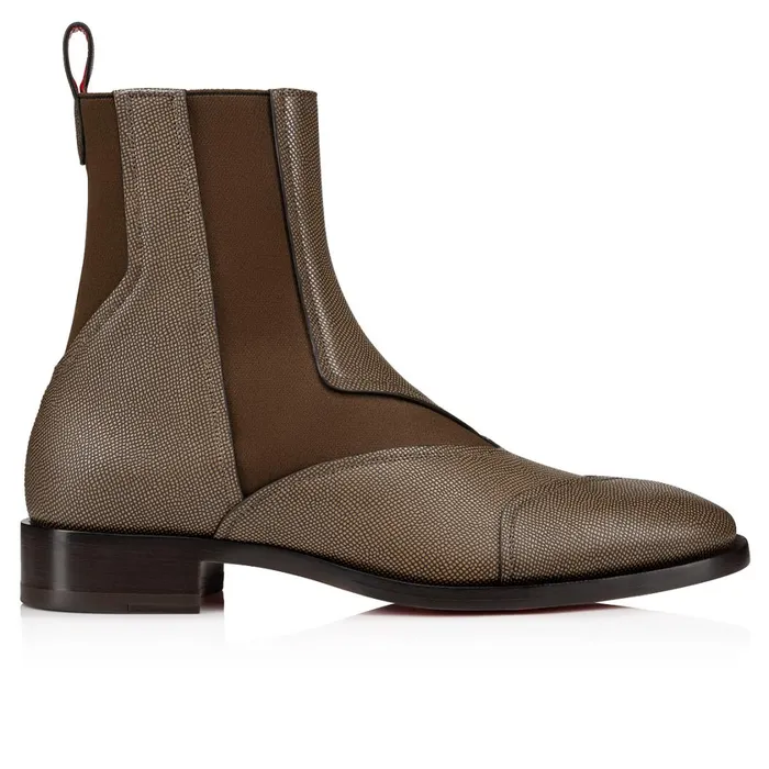 Men Boabi Chelsea Boots 8211 Calf Leather Petit Grain 8211 Roca Brown Christian Louboutin Ankle Boots
